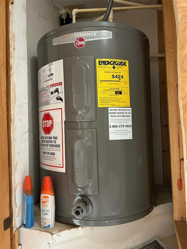 utility room with water heater