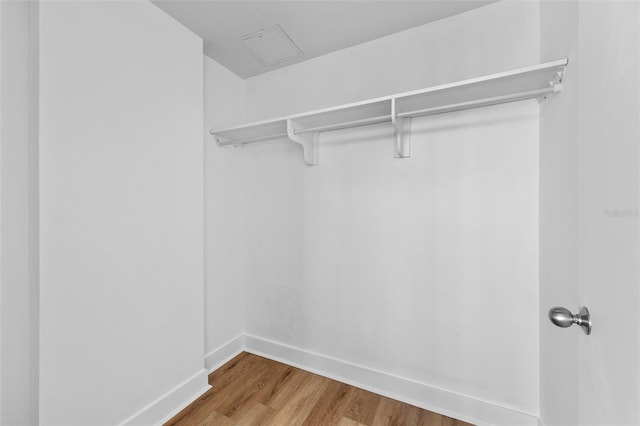 spacious closet featuring hardwood / wood-style flooring