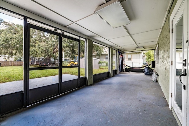 view of unfurnished sunroom