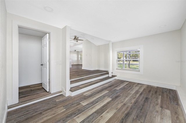 spare room with dark hardwood / wood-style floors