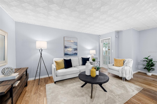 living room with wood-type flooring