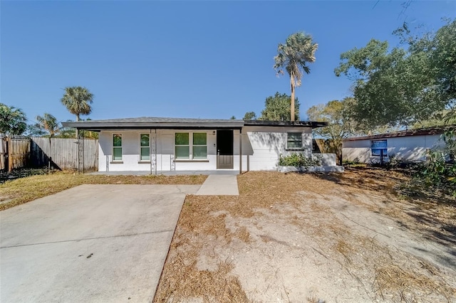 view of single story home