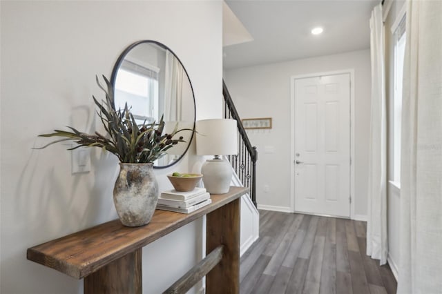 interior space featuring dark wood-type flooring