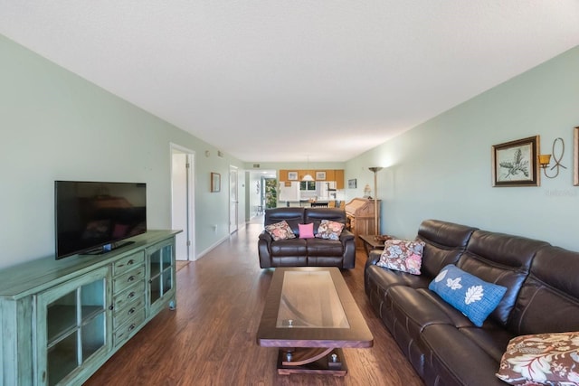 living room featuring dark hardwood / wood-style floors