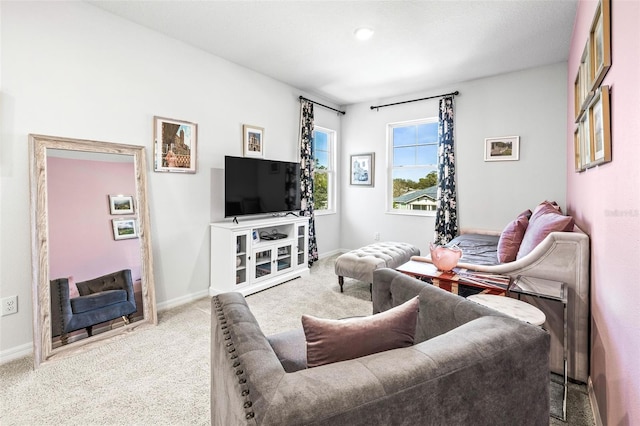 living room with carpet flooring