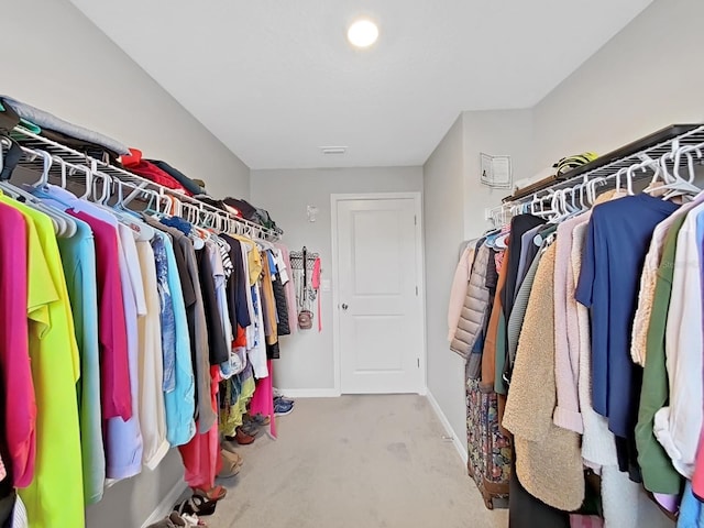 spacious closet with light carpet