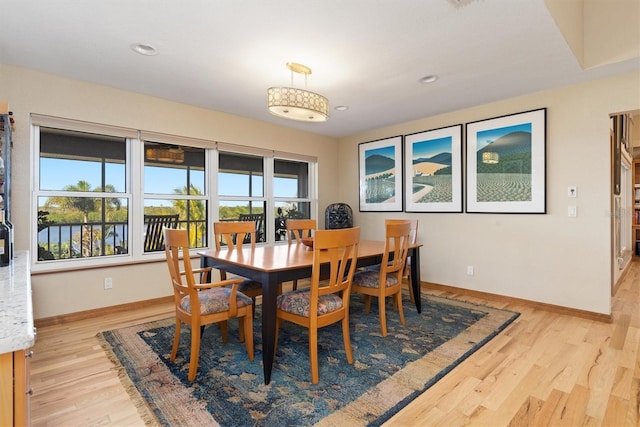 dining area with light hardwood / wood-style flooring