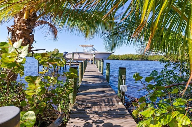 view of dock featuring a water view