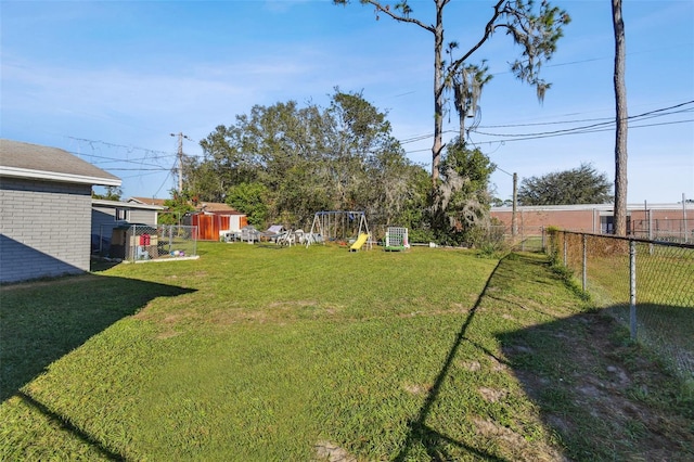 view of yard with a playground