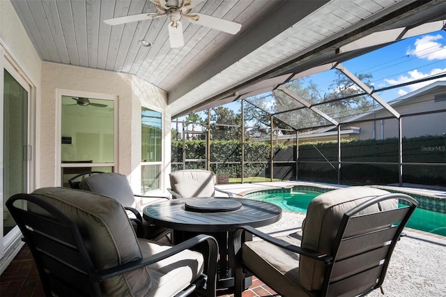 view of patio / terrace featuring a fenced in pool