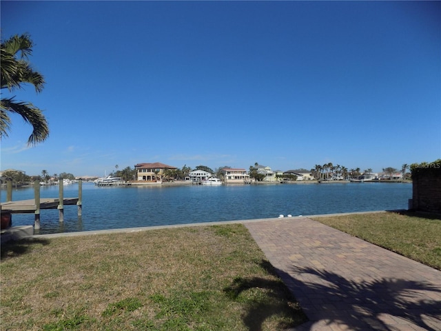 view of water feature featuring a dock