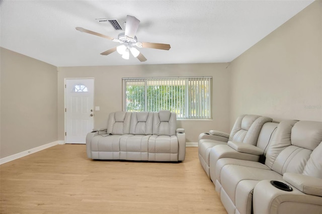 6598 26th St N, Saint Petersburg, FL 33702 - living room featuring ceiling fan and light wood-type flooring