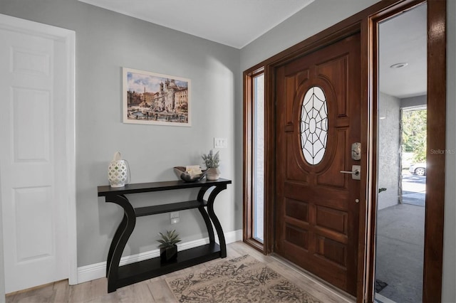 entryway with light wood-type flooring