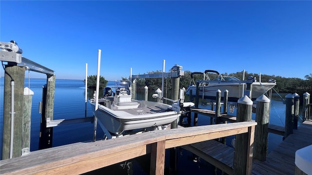 view of dock featuring a water view