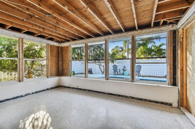 view of unfurnished sunroom