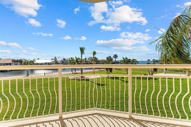balcony with a water view