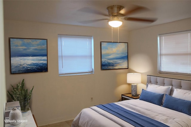 bedroom featuring ceiling fan