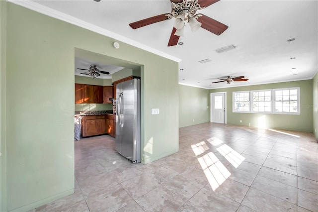 interior space with ornamental molding