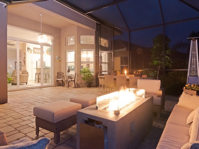 view of patio / terrace featuring a fire pit