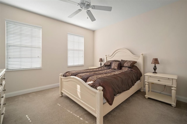 bedroom featuring carpet and ceiling fan