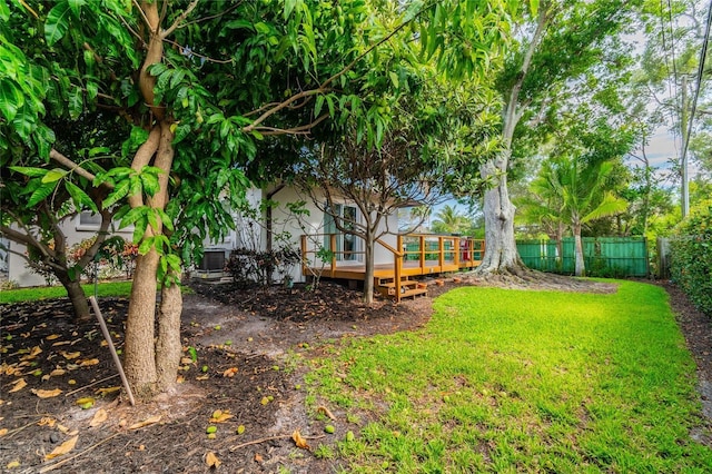 view of yard featuring a deck