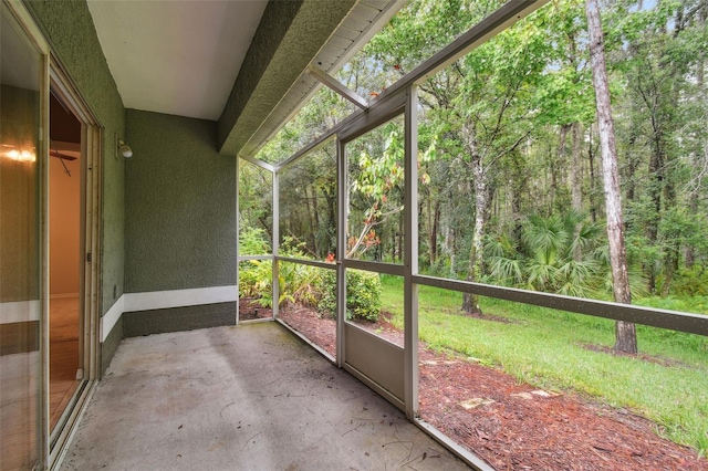 view of unfurnished sunroom