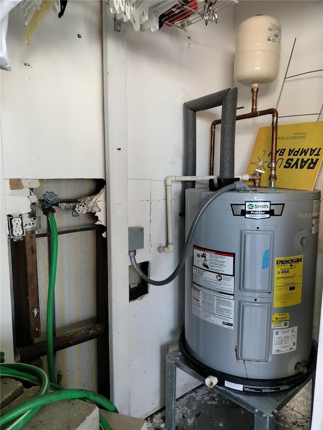 utility room featuring electric water heater