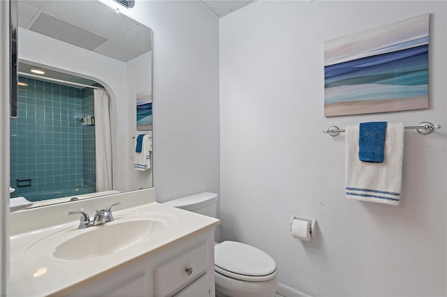 full bathroom with vanity, toilet, and shower / bath combo with shower curtain