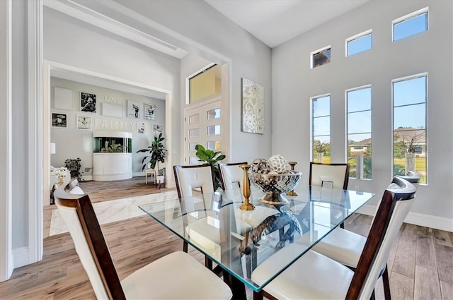 dining room with light wood-type flooring