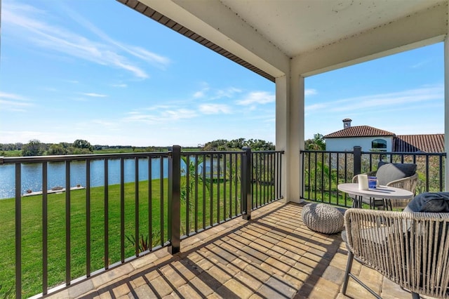 balcony with a water view