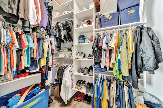 spacious closet featuring hardwood / wood-style floors