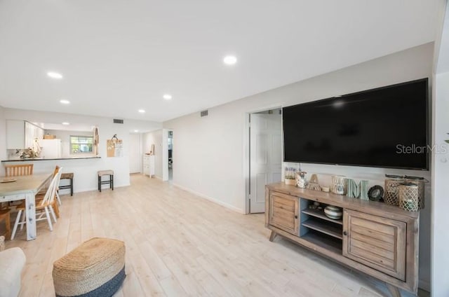 living room featuring light wood-type flooring