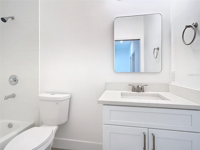 full bathroom with vanity, toilet, and shower / washtub combination