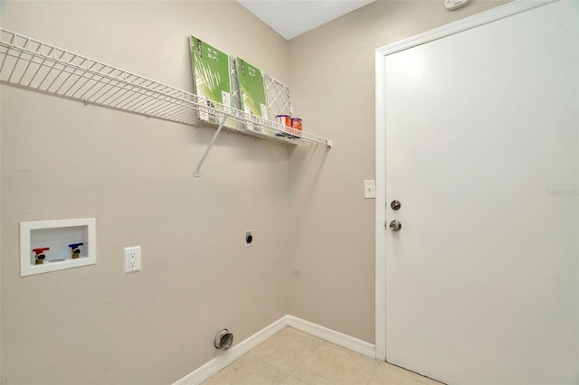 washroom with light tile patterned flooring, electric dryer hookup, and washer hookup