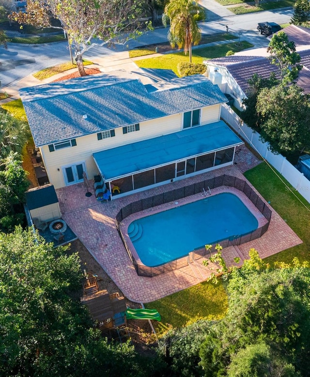 view of swimming pool with a patio area