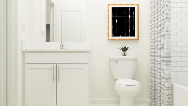 full bathroom featuring vanity, toilet, and shower / bath combo