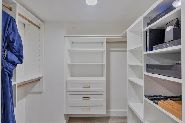 walk in closet featuring hardwood / wood-style flooring