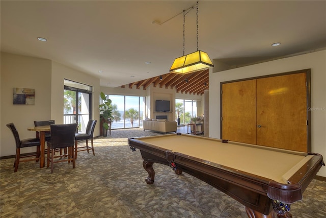 recreation room featuring a wealth of natural light and pool table