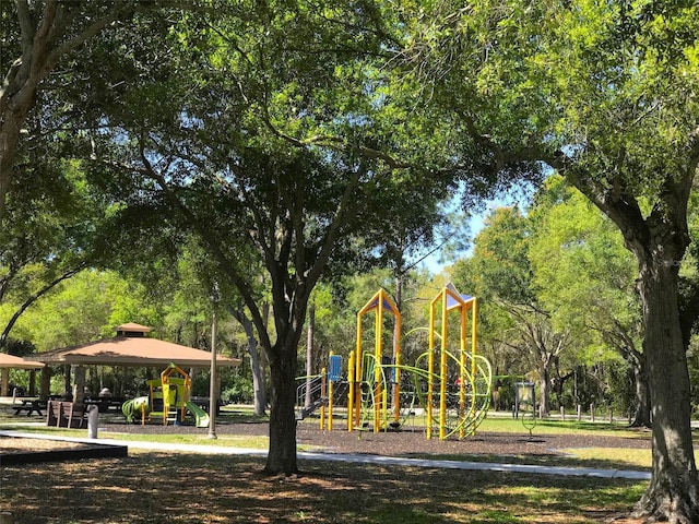 view of jungle gym featuring a gazebo