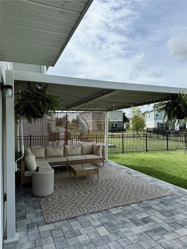 view of patio with an outdoor hangout area