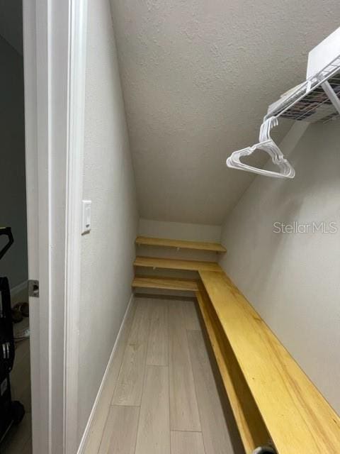 walk in closet featuring wood-type flooring