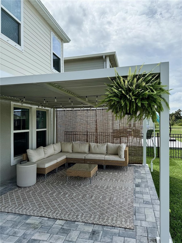 view of patio featuring an outdoor living space