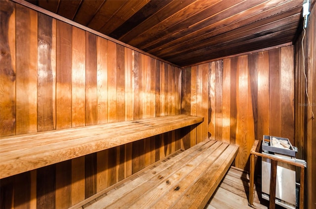 view of sauna / steam room featuring hardwood / wood-style flooring