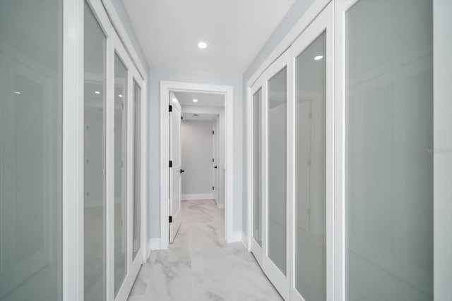 1400 Gulf Blvd Unit 801, Clearwater Beach, FL 33767 - hallway with light marble finish floors, recessed lighting, and baseboards