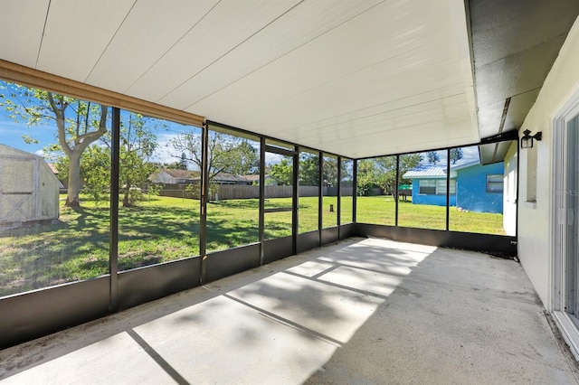 view of unfurnished sunroom