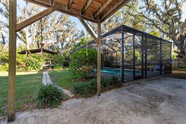 view of patio / terrace with glass enclosure