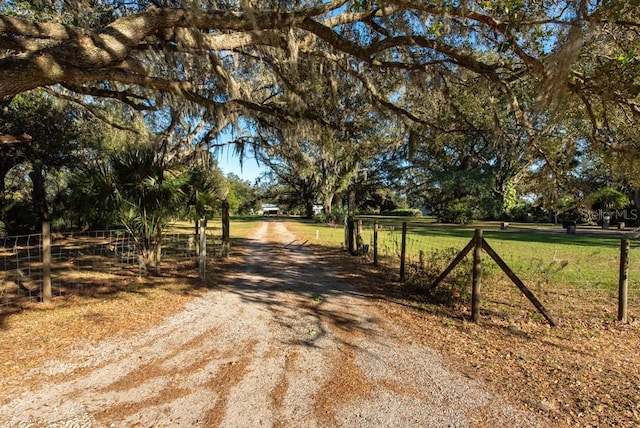 11008 Browning Rd, Lithia, FL 33547 - view of dirt / gravel road featuring a gated entry and a view of rural / pastoral area