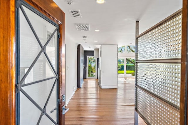 hall featuring light wood-type flooring