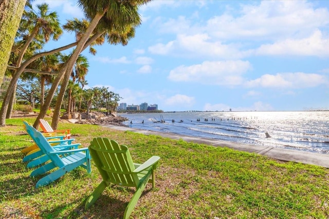 exterior space with a view of the beach