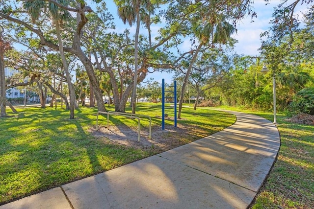 view of home's community with a yard